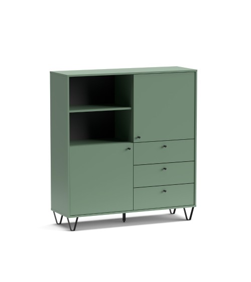 Credenza Aldo 6 con 2 ante e 3 cassetti colore verde
