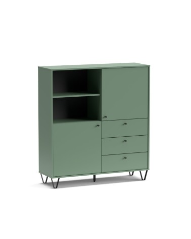 Credenza Aldo 6 con 2 ante e 3 cassetti colore verde
