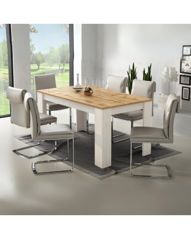 Tavolo allungabile Anthony 160x88x75 H cm con piano rovere wotan e struttura anderson pine stile shabby