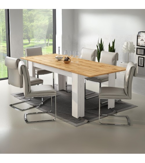 Tavolo allungabile Anthony 160x88x75 H cm con piano rovere wotan e struttura anderson pine stile shabby