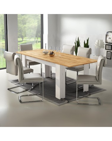 Tavolo allungabile Anthony 160x88x75 H cm con piano rovere wotan e struttura anderson pine stile shabby