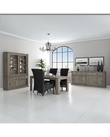Vetrina Anthony67120 con 2 ante vetro e 3 cassetti colore ancona oak stile shabby