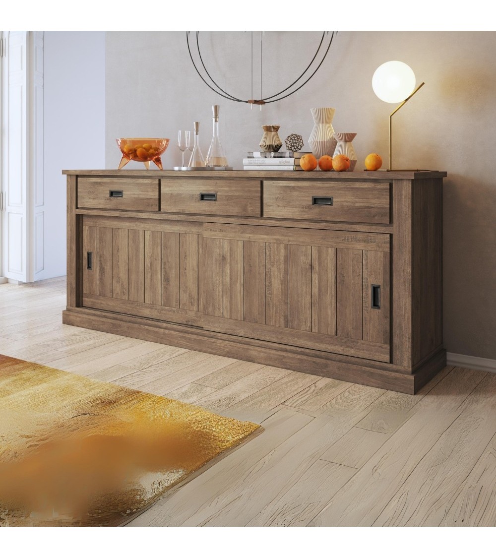 Madia AnthonyIII 67070 con 2 ante scorrevoli e 3 cassetti colore noce eastwood stile shabby