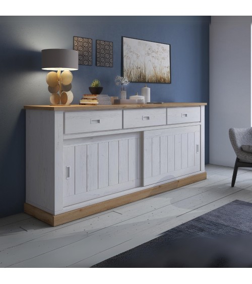 Madia AnthonyIII 67070 con 2 ante scorrevoli e 3 cassetti colore rovere wotan e anderson pine stile shabby