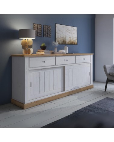 Madia AnthonyIII 67070 con 2 ante scorrevoli e 3 cassetti colore rovere wotan e anderson pine stile shabby