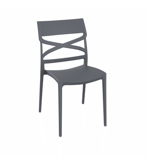 Sedia Flow in polipropilene rinforzata con fibra di vetro colore grigio metal set 4 pezzi