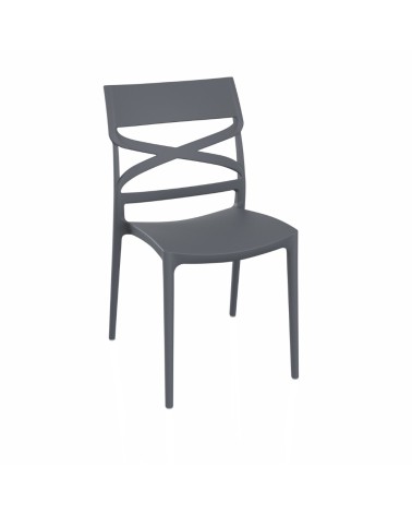 Sedia Flow in polipropilene rinforzata con fibra di vetro colore grigio metal set 4 pezzi