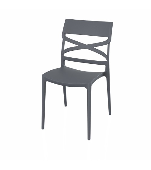 Sedia Flow in polipropilene rinforzata con fibra di vetro colore grigio metal set 4 pezzi