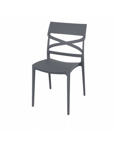Sedia Flow in polipropilene rinforzata con fibra di vetro colore grigio metal set 4 pezzi