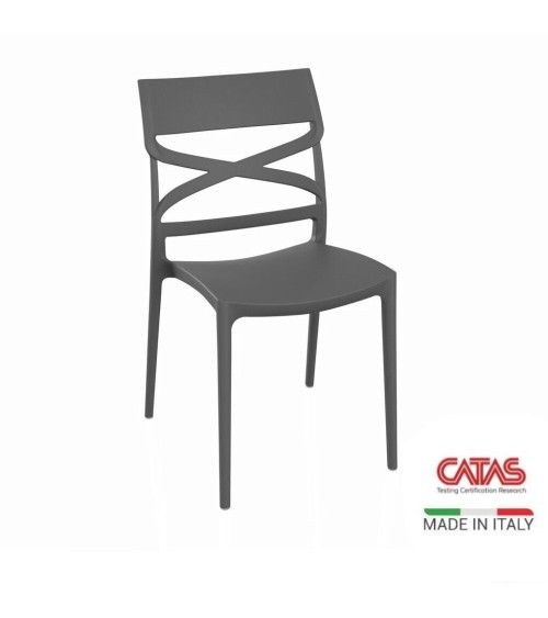 Sedia Flow in polipropilene rinforzata con fibra di vetro colore grigio metal set 4 pezzi