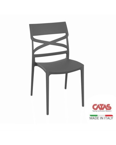 Sedia Flow in polipropilene rinforzata con fibra di vetro colore grigio metal set 4 pezzi
