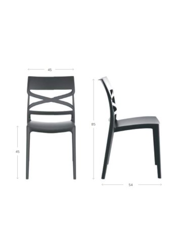 Sedia Flow in polipropilene rinforzata con fibra di vetro colore grigio metal set 4 pezzi