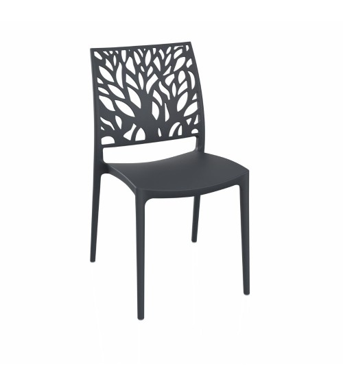 Sedia Tree in polipropilene rinforzata con fibra di vetro colore grigio metal set 4 pezzi