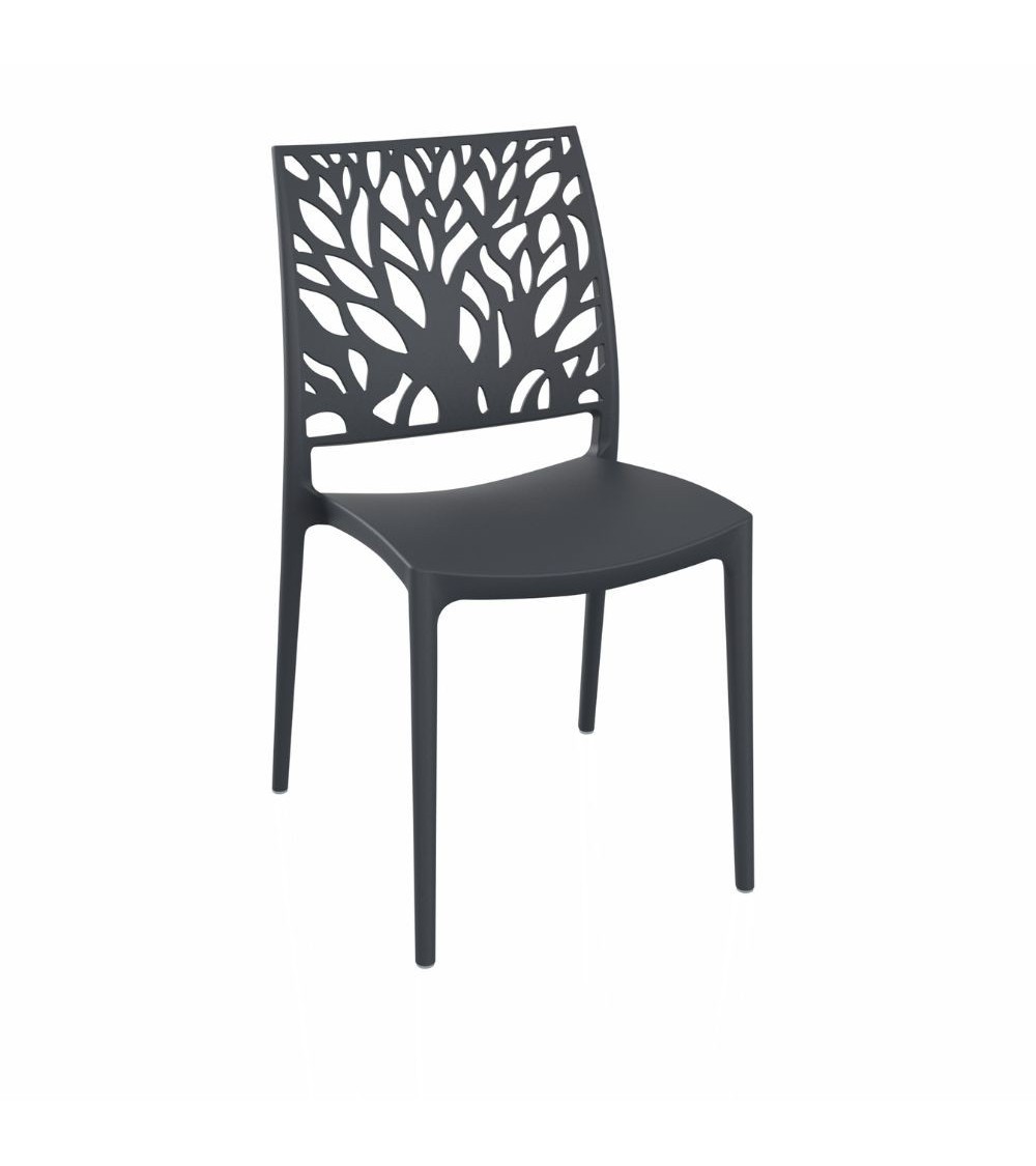 Sedia Tree in polipropilene rinforzata con fibra di vetro colore grigio metal set 4 pezzi