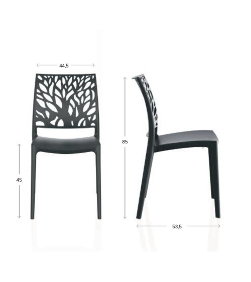 Sedia Tree in polipropilene rinforzata con fibra di vetro colore grigio metal set 4 pezzi