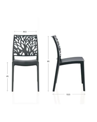 Sedia Tree in polipropilene rinforzata con fibra di vetro colore grigio metal set 4 pezzi