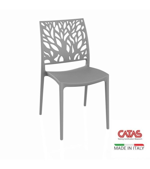 Sedia Tree in polipropilene rinforzata con fibra di vetro colore grigio metal set 4 pezzi