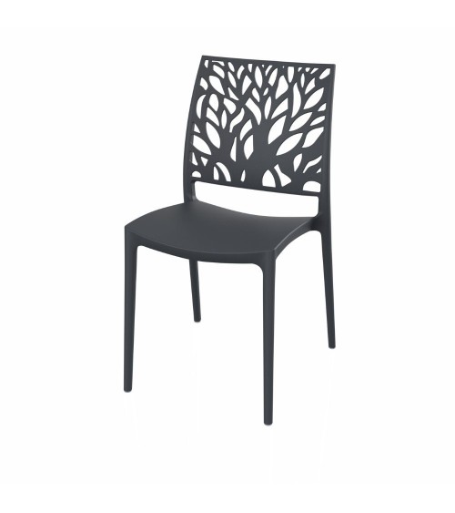 Sedia Tree in polipropilene rinforzata con fibra di vetro colore grigio metal set 4 pezzi