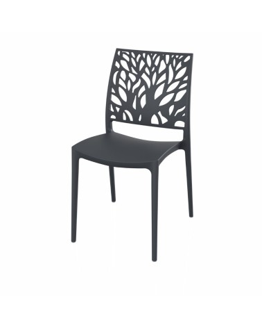 Sedia Tree in polipropilene rinforzata con fibra di vetro colore grigio metal set 4 pezzi
