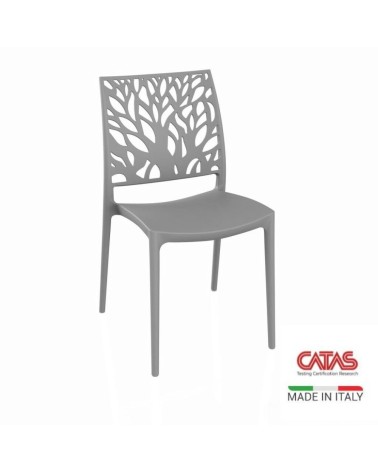 Sedia Tree in polipropilene rinforzata con fibra di vetro colore tortora set 4 pezzi