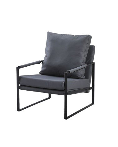 Poltrona Gimmy in ecopelle grigio scuro e struttura in metallo nero