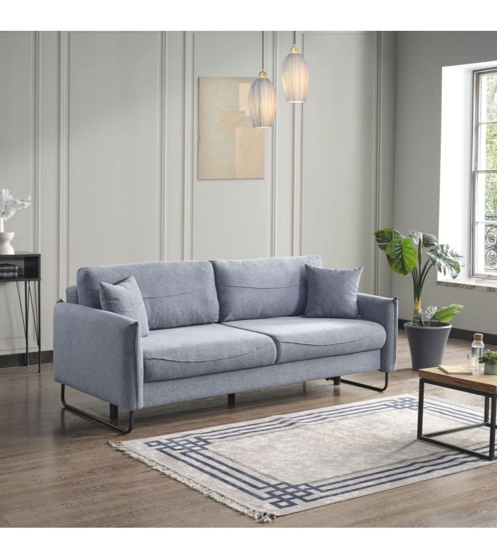 Divano letto Fly in Twist 18 grigio chiaro con piedi neri