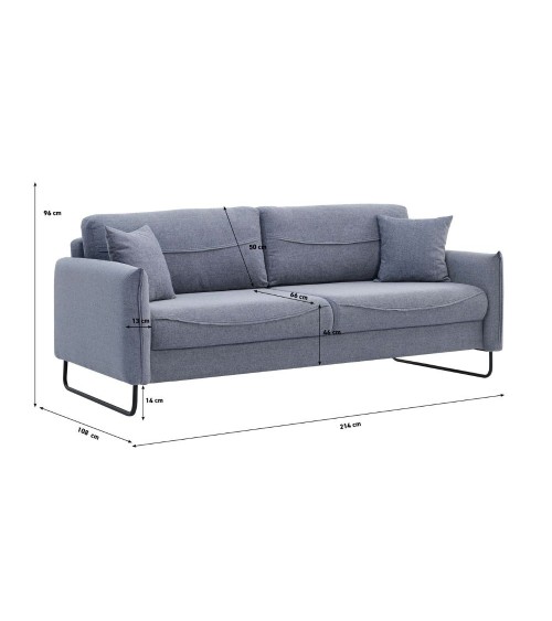 Divano letto Fly in Twist 18 grigio chiaro con piedi neri