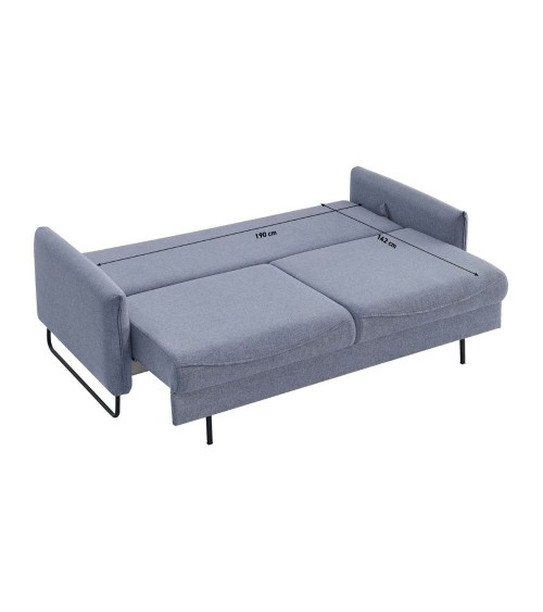 Divano letto Fly in Twist 18 grigio chiaro con piedi neri