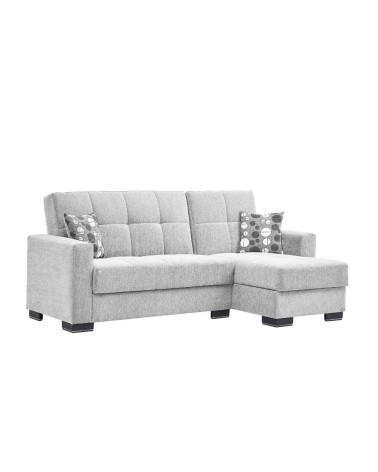 Divano letto con penisola Fermina Lounge con doppio contenitore in Crown 17 grigio chiaro