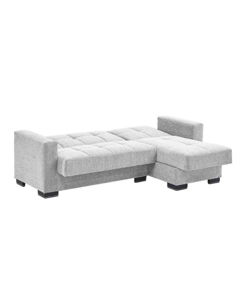 Divano letto con penisola Fermina Lounge con doppio contenitore in Crown 17 grigio chiaro