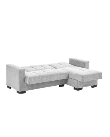 Divano letto con penisola Fermina Lounge con doppio contenitore in Crown 17 grigio chiaro