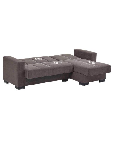 Divano letto con penisola Fermina Lounge con doppio contenitore in Crown 17 grigio chiaro