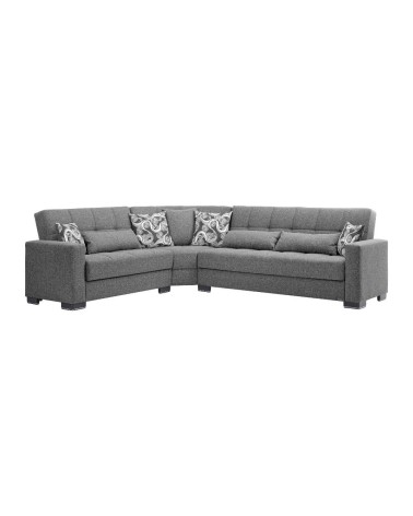 Divano angolare reversibile Fermina Wedge con doppio letto e doppio contenitore in Crown 18 grigio