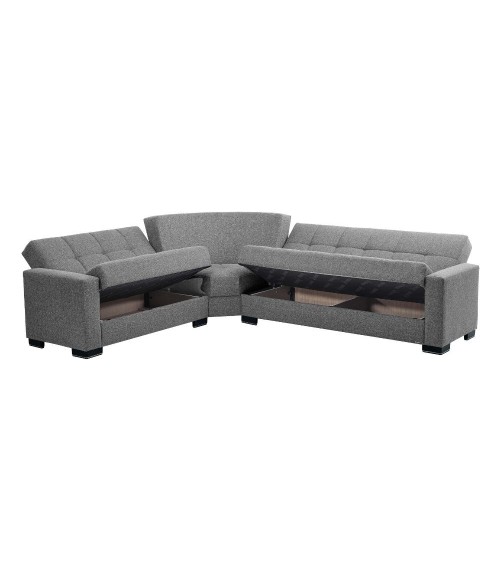 Divano angolare reversibile Fermina Wedge con doppio letto e doppio contenitore in Crown 18 grigio