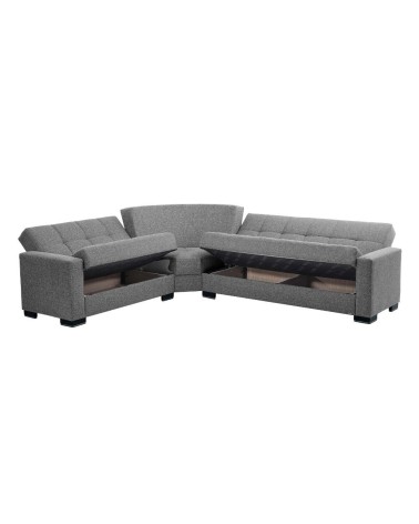 Divano angolare reversibile Fermina Wedge con doppio letto e doppio contenitore in Crown 18 grigio
