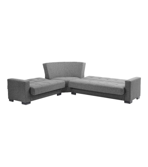Divano angolare reversibile Fermina Wedge con doppio letto e doppio contenitore in Crown 18 grigio