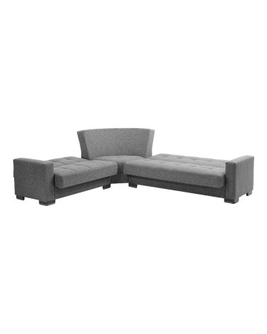 Divano angolare reversibile Fermina Wedge con doppio letto e doppio contenitore in Crown 18 grigio