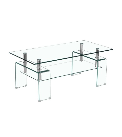 Tavolino Gelso con doppio piano in vetro temperato 100x55x44 H cm.