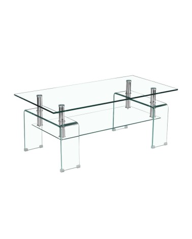 Tavolino Gelso con doppio piano in vetro temperato 100x55x44 H cm.