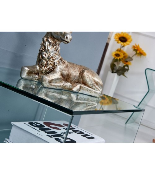 Tavolino rettangolare Corniolo in vetro temperato con rotelle 60x40x53 H cm