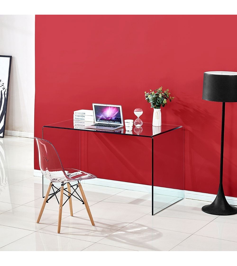 Tavolo scrivania Tamerice in vetro temperato 125x70x75 cm.