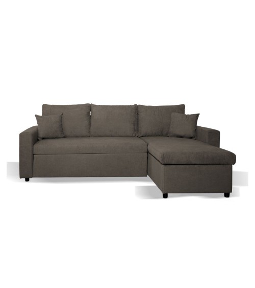 Divano con penisola reversibile Golf e letto estraibile in tessuto khaki Enjoy09