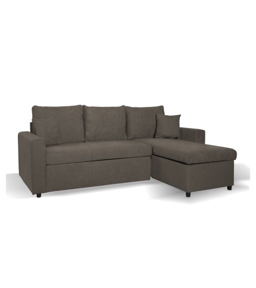 Divano con penisola reversibile Golf e letto estraibile in tessuto khaki Enjoy09