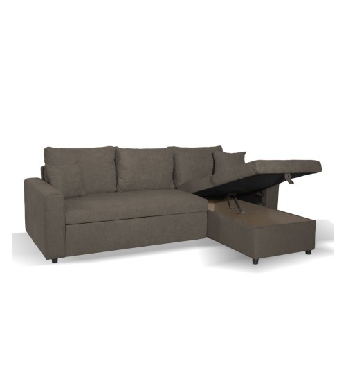 Divano con penisola reversibile Golf e letto estraibile in tessuto khaki Enjoy09