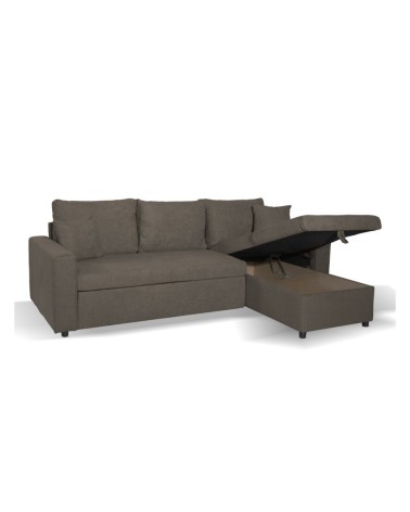 Divano con penisola reversibile Golf e letto estraibile in tessuto khaki Enjoy09