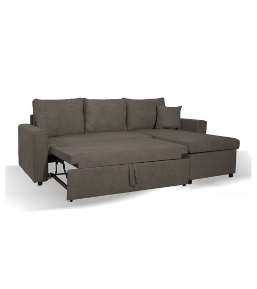 Divano con penisola reversibile Golf e letto estraibile in tessuto khaki Enjoy09