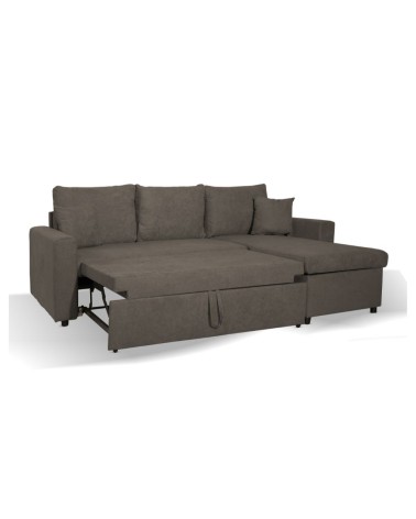 Divano con penisola reversibile Golf e letto estraibile in tessuto khaki Enjoy09