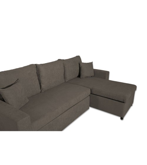 Divano con penisola reversibile Golf e letto estraibile in tessuto khaki Enjoy09