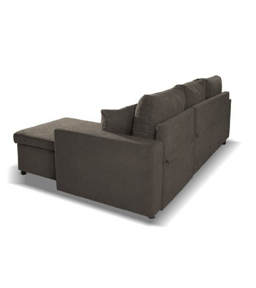 Divano con penisola reversibile Golf e letto estraibile in tessuto khaki Enjoy09