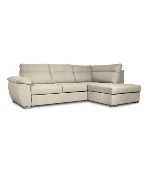 Divano letto angolare Kendall III con penisola contenitore destro in tessuto Barrel 04 beige